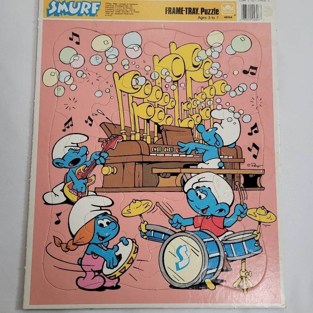VTG Lot of 2 Child's Tray Puzzles Smurfs Elmer Fudd